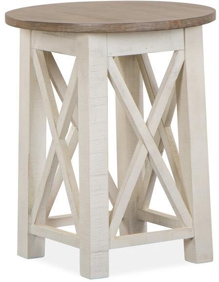 Magnussen Home® Sedley Distressed Chalk White Round End Table 0