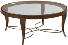 American Drew® Vantage Brown Round Glass Top Coffee Table with Bronze Base