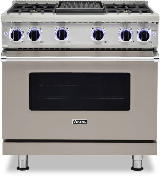 Viking® 7 Series 36" Pacific Grey Pro Style Liquid Propane Range with 12" Reversible Griddle