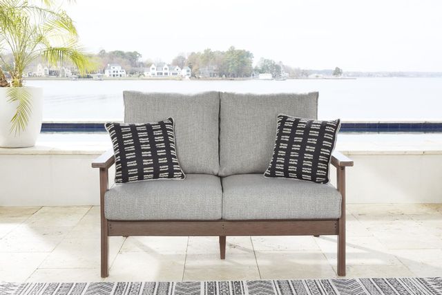 Signature Design by Ashley® Emmeline Brown Outdoor Loveseat with Cushion 2