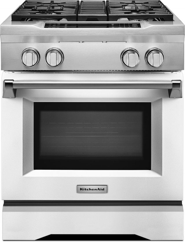 KitchenAid® 29.75" Stainless Steel Commercial Style Free Standing Dual Fuel Range 12