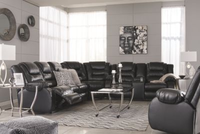 Signature Design by Ashley® Vacherie Black Double Reclining Loveseat with Console 5