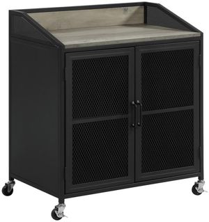 Coaster® Grey Wash/Sandy Black Wine Cabinet with Wire Mesh Doors