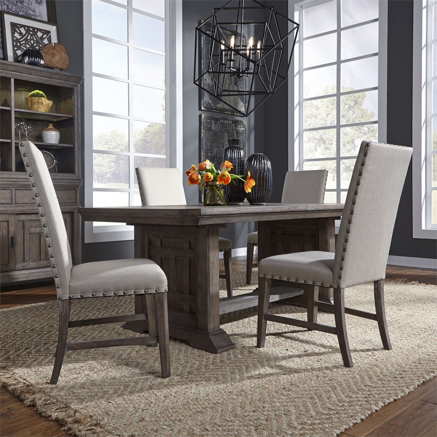 5 piece dining set with upholstered chairs