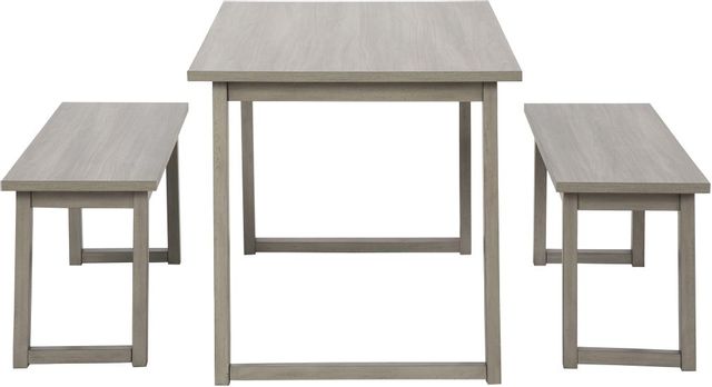 Signature Design by Ashley® Loratti 3-Piece Gray Dining Table and Benches Set-1