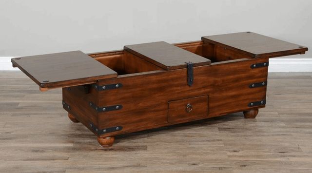 GRAND HACIENDA TRUNK COFFEE TABLE AND TWO TRUNK END TABLES