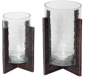 Mill Street® 2-Piece Clear/Pewter Candle Holder