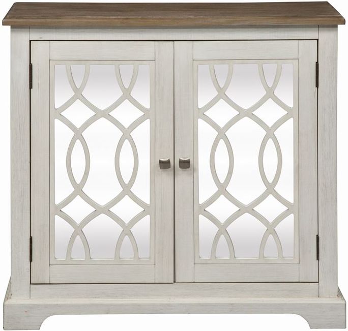 Liberty Furniture Emory Antique White 2 Door Mirrored Accent Cabinet