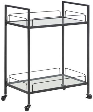 Coaster® Clear/Black Serving Cart with Glass Shelves