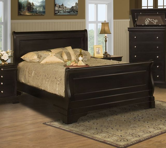New Classic® Furniture Belle Rose Black Cherry Queen Sleigh Bed-1