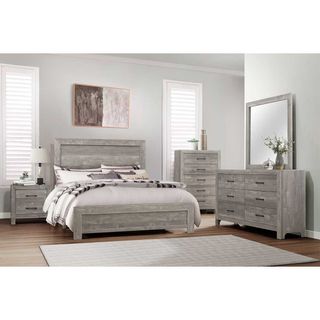 Homelegance Corbin Grey Queen Bed, Dresser, Mirror & Nightstand