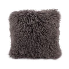 A & B Home Grey Lamb Fur Pillow