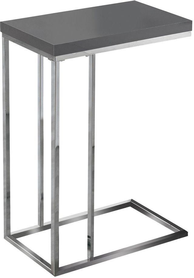 Monarch Specialties Inc. Glossy Grey Top Chrome Metal Accent Table
