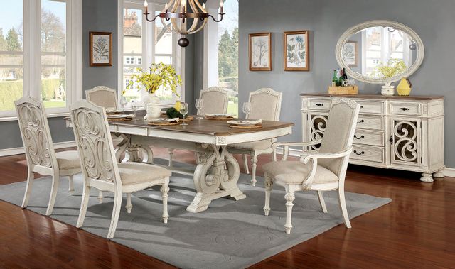 Furniture of America | CM3150WH-RT Arcadia Antique White Round Dining Room  Set