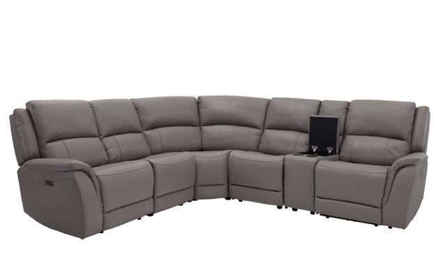 Man Wah 6 Piece Power Reclining Stone Leather Sectional | Miskelly ...