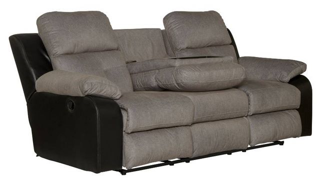 Catnapper® Felix Black/Gray Sofa with 3 Recliners and Drop Down Table ...