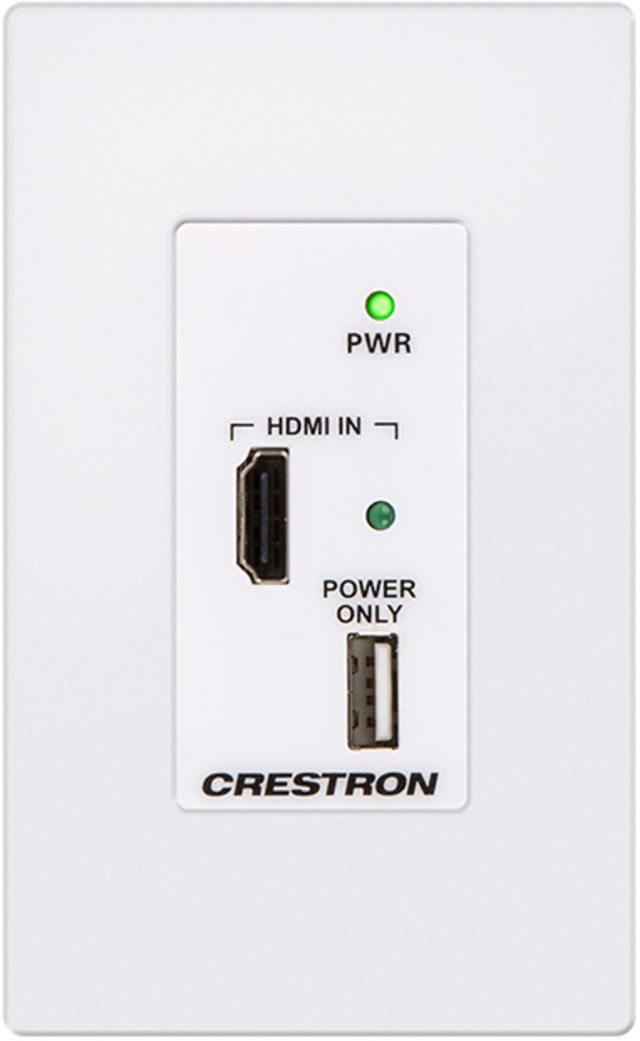 Crestron® White 4K 2x1 Scaling Auto-Switcher and DM Lite® Wall Plate Extender over CATx Cable 2
