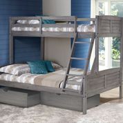 Donco Trading Company Louver Twin Over Full Bunk Bed With Under Bed Drawers-3