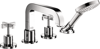 AXOR® Citterio 5.02 GPM Chrome 4 Hole Roman Tub Set Trim with Cross Handles and 1.75 GPM Handshower