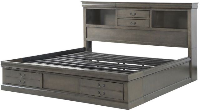 ACME FURNITURE Louis Philippe Dark Gray King Wood Sleigh Bed in
