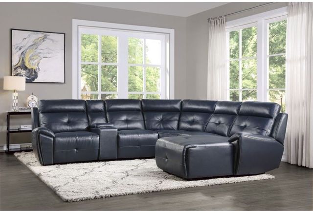 Homelegance® Avenue Navy 6-Piece Modular Reclining Sectional with Right Chaise-2