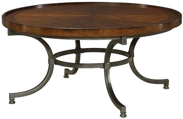 Hammary® Barrow Brown Round Cocktail Table with Black Base-0
