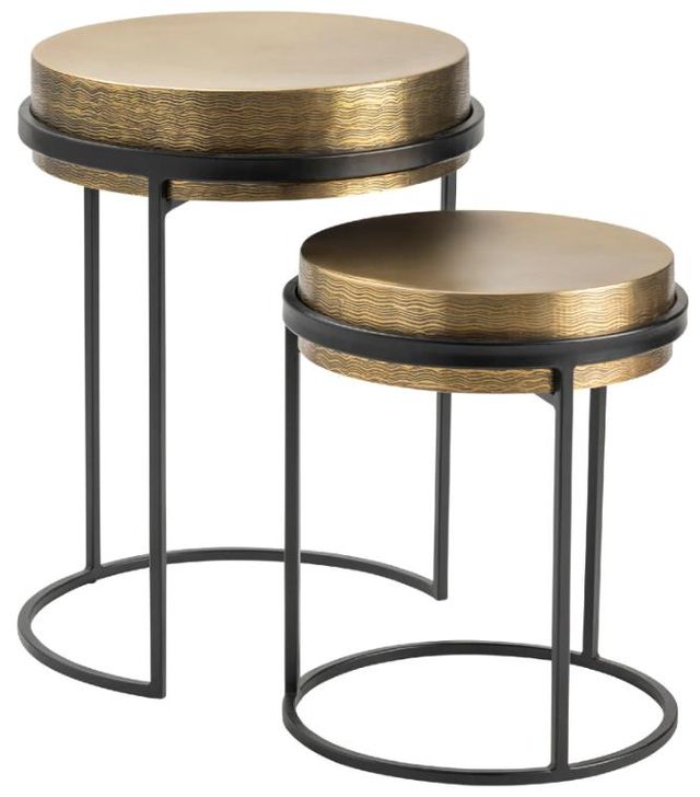 Crestview Collection Hudson 2-Piece Black/Brass Nesting Table Set