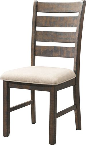 Elements International Jax Smokey Walnut/Cream Ladder Back Side Chair