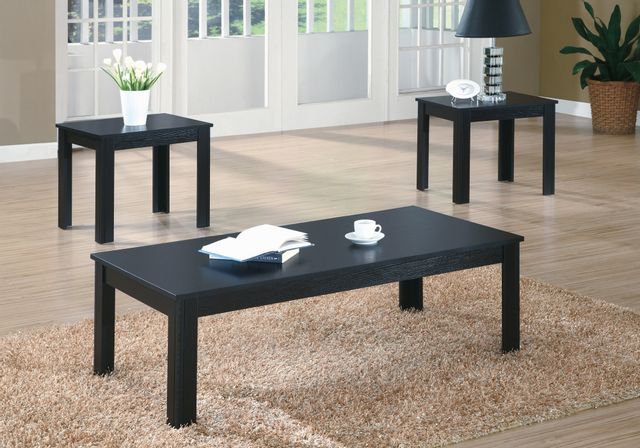 Monarch Specialties Inc. 3 Piece Black Table Set
