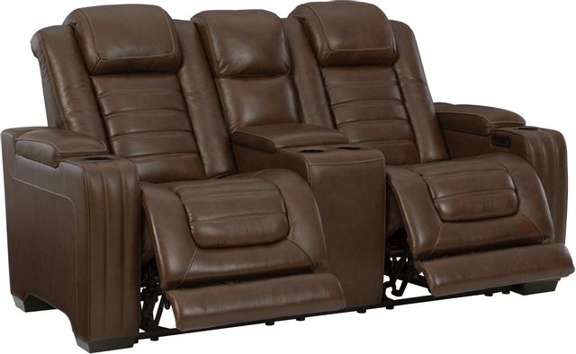Signature Design by Ashley® Backtrack Chocolate Power Reclining Loveseat with Console 3
