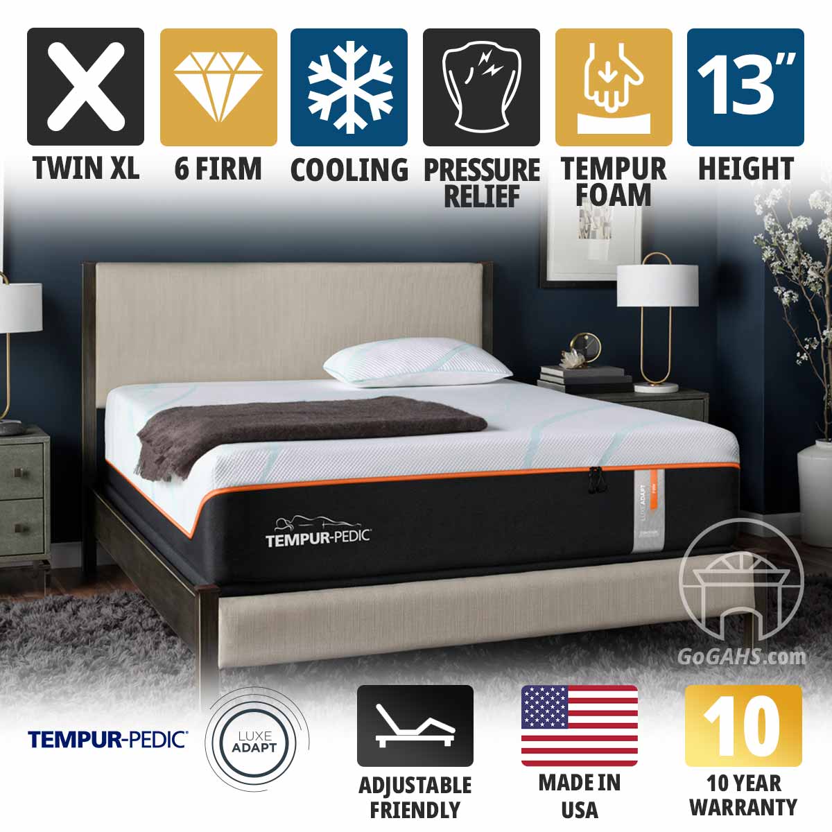 TEMPUR-Pedic LuxeAdapt® Firm 13" Twin XL Mattress | Great American Home ...