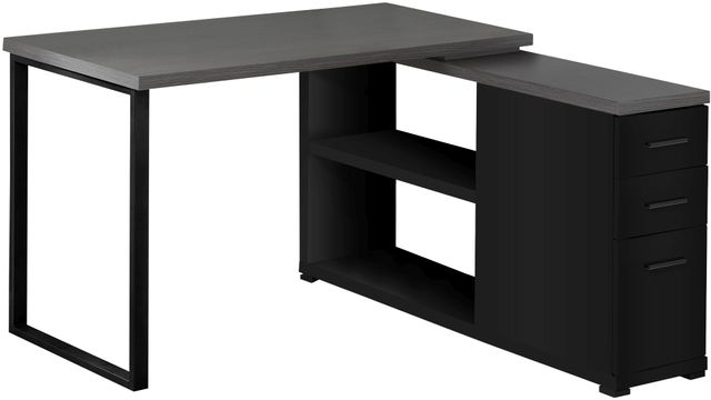 Computer Desk, Home Office, Corner, Left, Right Set-Up, Storage Drawers,  80L, L Shape, Work, Laptop, Metal, Laminate, Black, Grey, Contemporary,  Modern, Big Sandy Superstore