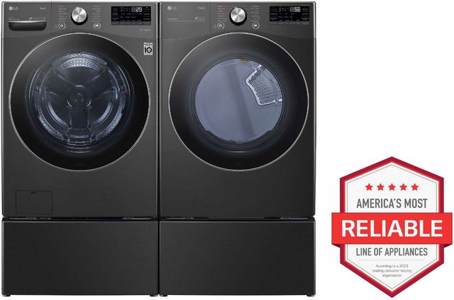 LG Black Stainless Steel Front Load Laundry Pair-1