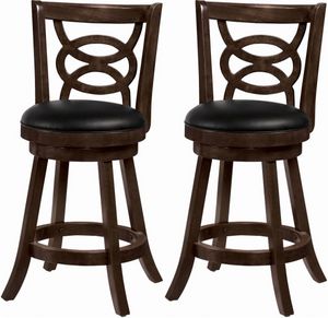Coaster® Set of 2 Cappuccino Swivel Counter Height Stools With Upholstered Seat