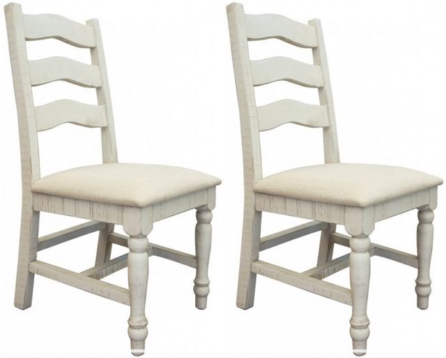 International Furniture Direct Stone 2-Piece Ivory Upholstered Dining Chair Set