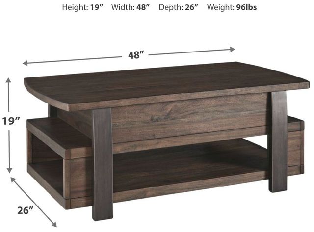 Signature Design by Ashley® Vailbry Brown Lift Top Coffee Table 9