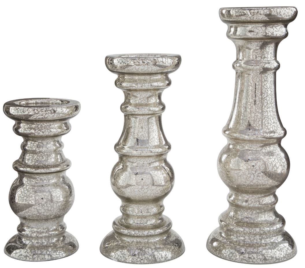 Signature Design by Ashley® Rosario Silver Finish Set of 3 Candle Holders