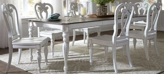 Liberty Magnolia Manor Opt 7 Piece Antique White Leg Table Set 0