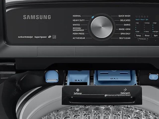 Samsung 5.0 Fingerprint Resistant Black Stainless Steel Top Load Washer 6