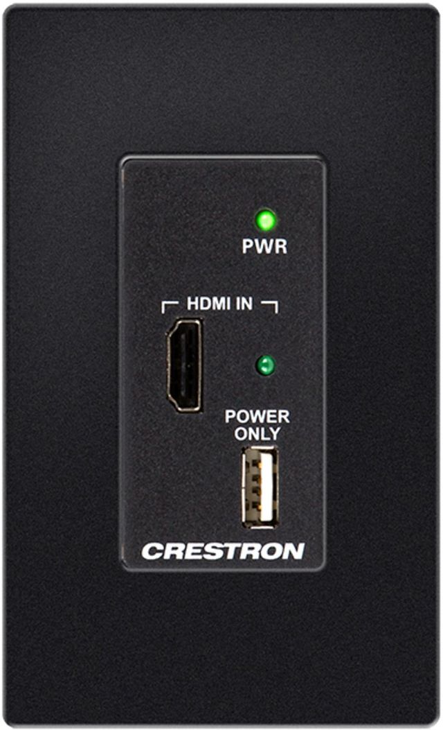 Crestron® Black 4K 2x1 Scaling Auto-Switcher and DM Lite® Wall Plate Extender over CATx Cable 2