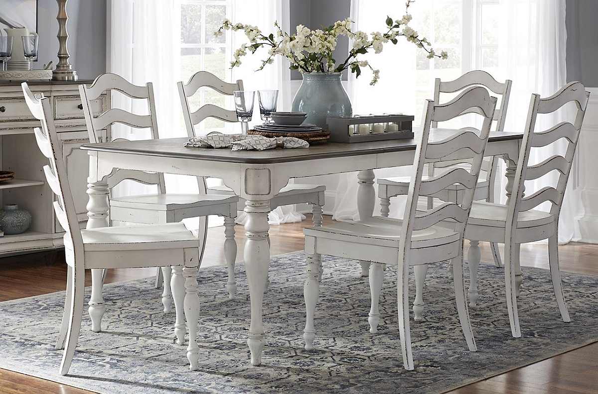 Liberty Furniture Magnolia Manor 7-Piece Antique White Dining Table Set