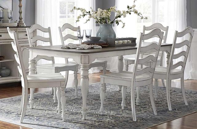 Liberty Furniture Magnolia Manor 7-Piece Antique White Dining Table Set-0