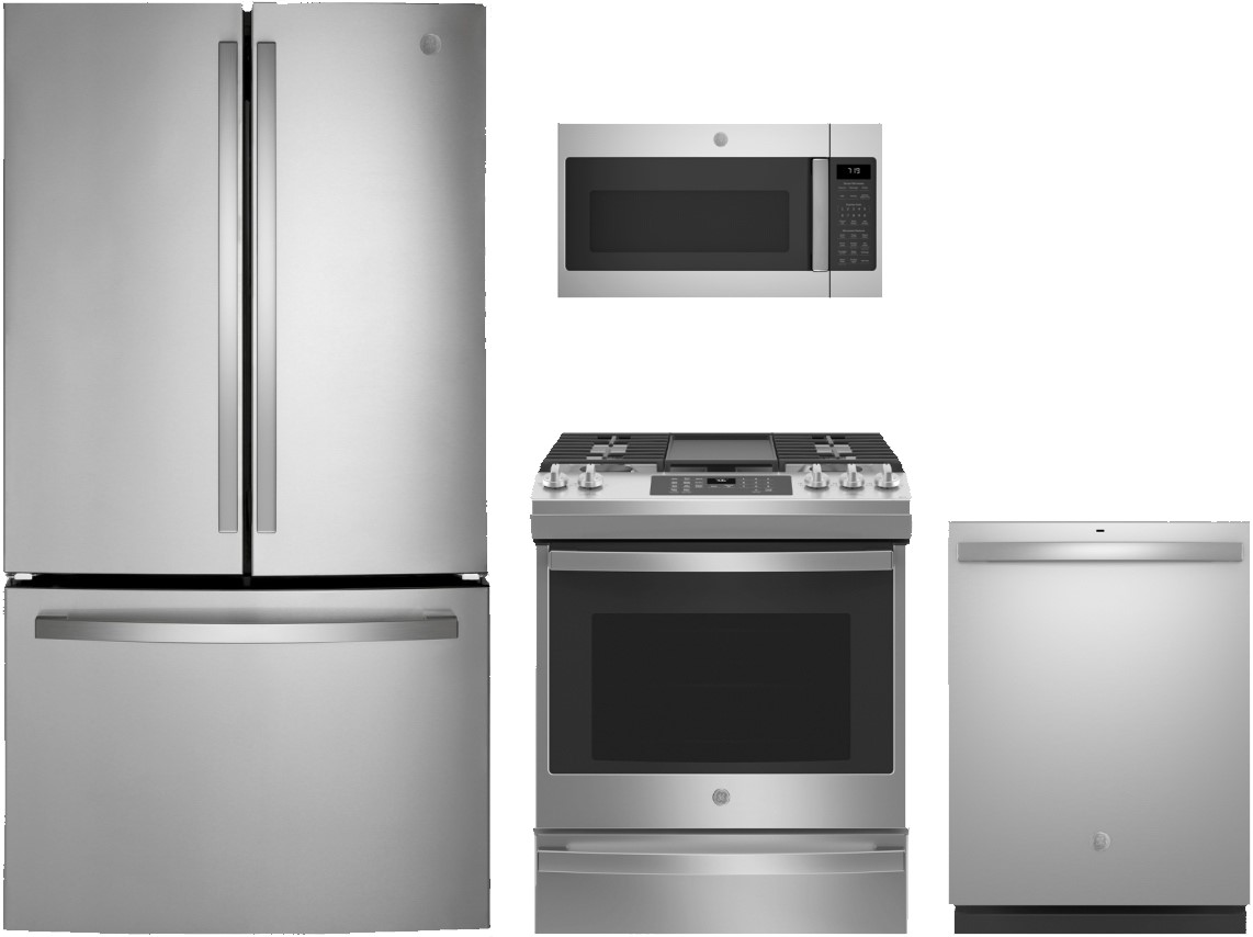 GE® 4 Piece Stainless Steel Kitchen Appliance Package