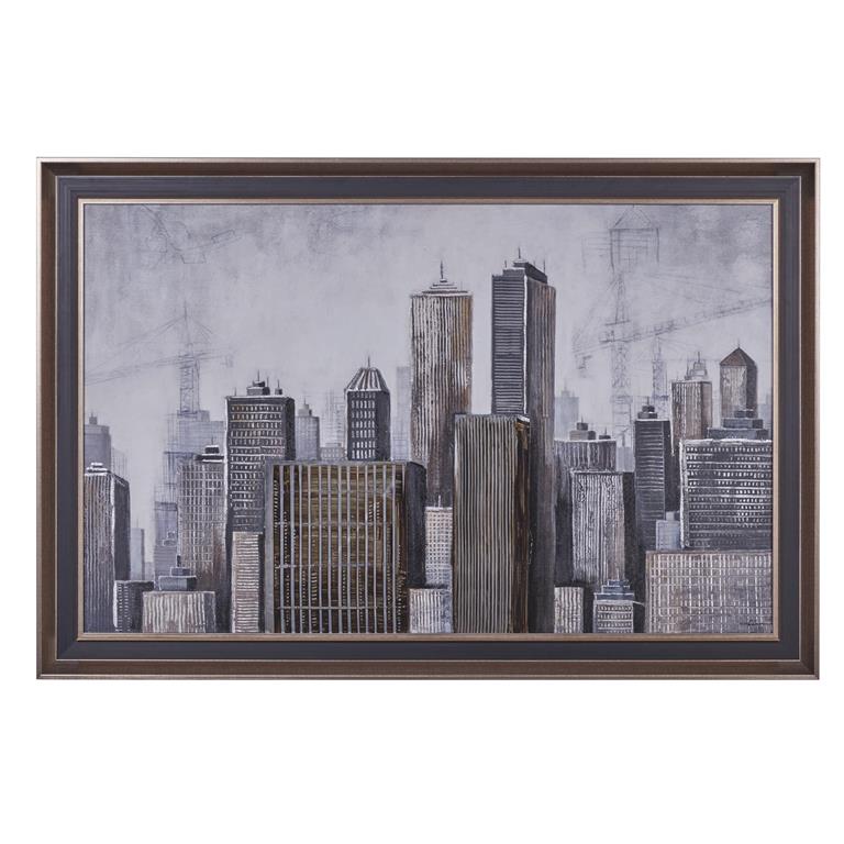 Uma Home Grey Hand Painted Architecture Canvas