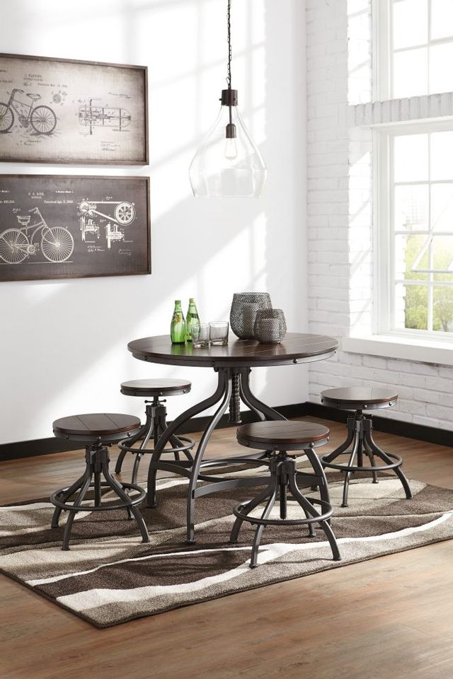 Signature Design by Ashley® Odium 5-Piece Rustic Brown Counter Height Dining Table Set 8