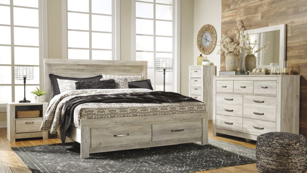 Signature Design by Ashley® Bellaby Whitewash 4-Piece King Bedroom Set