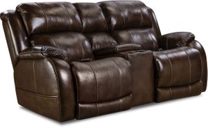 HomeStretch Custom Comfort Brown Power Reclining Loveseat with Console