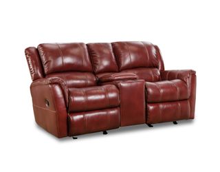 HomeStretch Mercury Red Leather Gliding Console Loveseat