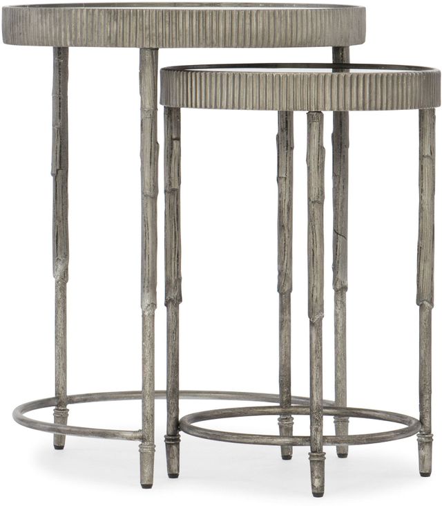 Hooker® Furniture Melange® 2-Piece Mirrored Top Accent Nesting Table Set with Silver Base