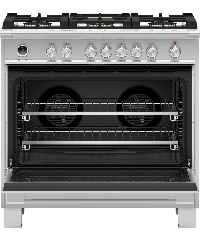Fisher & Paykel 36" Brushed Stainless Steel Free Standing Dual Fuel Range-2
